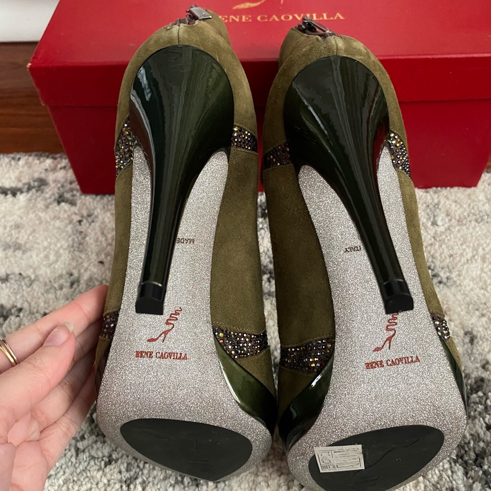 Rene Caovilla Green Suede Crystal Boots sz 39 - Picture 7 of 8